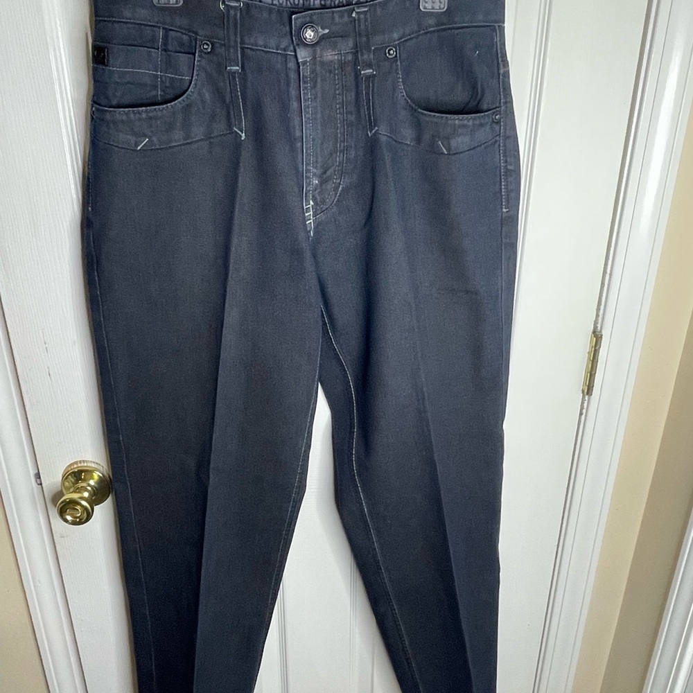Vtg Ecko Unltd Jeans 34x 30 Pants Embroidered Baggy Fit Black Indigo Y2K